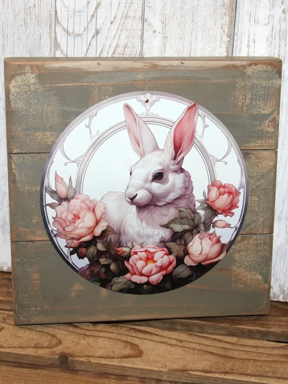 NEW Shabby French Country Farmhouse Cottage Bunny Rabbit & Floral Wall Decor